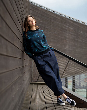 Kayaa - Denimowe  spodnie z regulowaną nogawką, ZNA