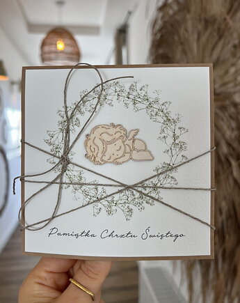 Wyjątkowa kartka ręcznie robiona na chrzest święty dla chłopca, sorte