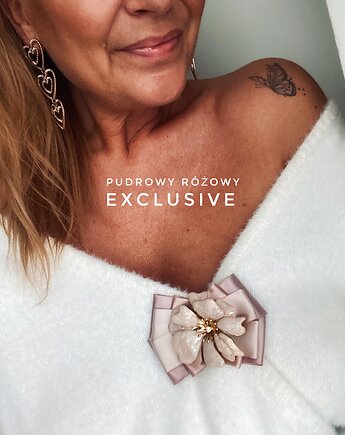 Brosza  z niesamowitym perłowym Kwiatem 3d    NEW, Pudrowy Różowy