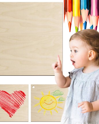 Drewniany Kwadrat 5cm z Otworem do Scrapbooking Zawieszka Brelok dla Dzieci