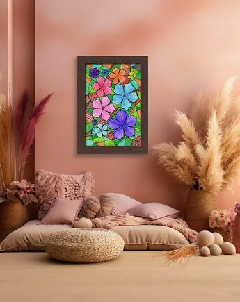 30. KOLOROWE KWIATY - rysunek, plakat., kama4you