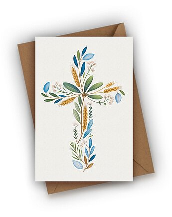 Kartka z Krzyżem- na Chrzest Święty, Komunię, Bierzmowanie, Czarna Owca Karteczki