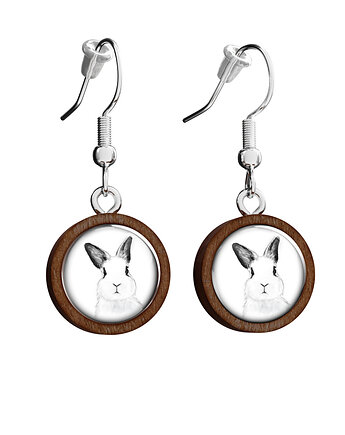 Kolczyki drewniane - Królik - wiszące, yenoo