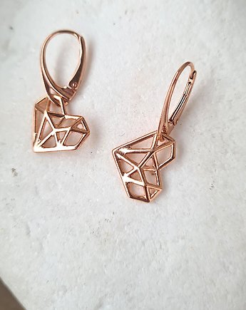 Kolczyki ORIGAMI HEARTS- srebro, złoto, różowe złoto, ISSI Jewelry