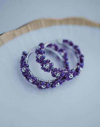 Kolczyki Pratum, koła w fioletowe kwiaty, Okruszek Biżuteria