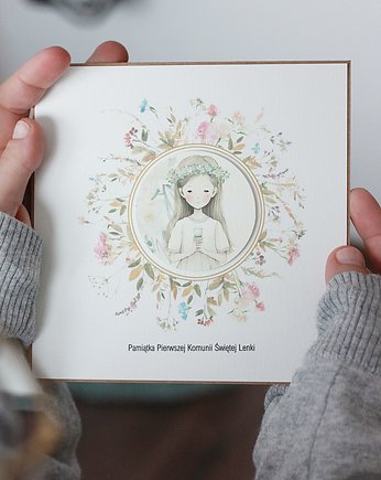 Rustykalna kartka komunijna dla dziewczynki, PAKOWANIE PREZENTÓW - pudełko na prezent