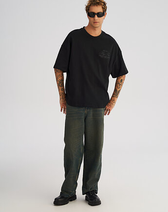 Koszulka męska BOXY FIT z ciężkiej bawełny czarna