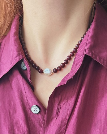 Naszyjnik z kamieni naturalnych z perłą, Abrazo.jwlr