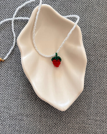 Handmade naszyjnik z koralików z plecioną truskawką owocem, Juicy Beads