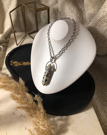 Naszyjnik wisiorek jaspis dalmatyński, hematiti