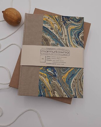 Notes w linię A5 Ręcznie wykonany, 200 stron, marmurkownia