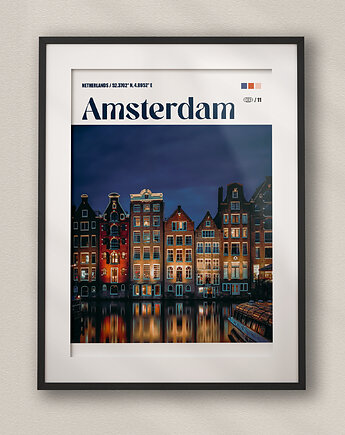 Minimalistyczny plakat Amsterdam Holandia - Do salonu, sypialni, biura, DAPIDOKA