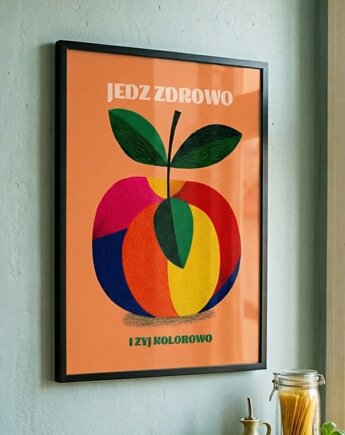 Plakat vegan zdrowie kuchnia jabłko 30x40, polkastudio