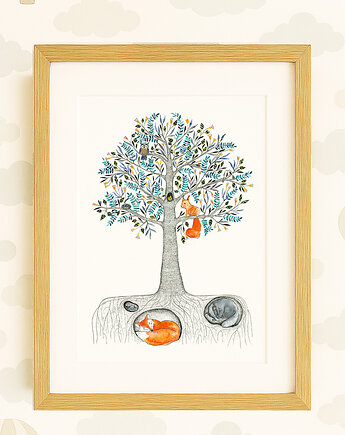 Drzewko ze zwierzątkami, A4, JUST ILUST Justyna Małczak