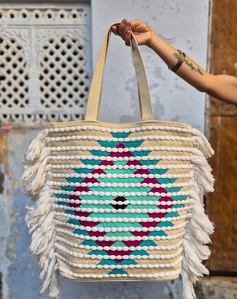 Torba bawełniana Nisha kolorowa na co dzień na plażę, SempreArte