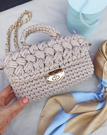 Torebka Craftbags z pufkami Elegant - beżowa ze złotymi dodatkami, Craftbags