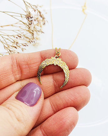 Naszyjnik półksiężyc , złoty róg, modny naszyjnik, Anemon Atelier