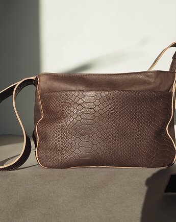 Brązowa czekoladowa skórzana torebka, Łagoda