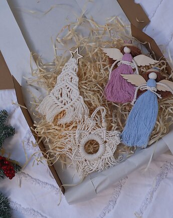 Zestaw ozdób choinkowych - makrama, ManufakTurka