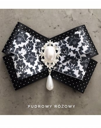 Brosza glamour z perłą, Pudrowy Różowy