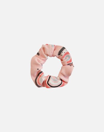 Scrunchie gumka frotka wąska - tęcza różowa, Zdunetti
