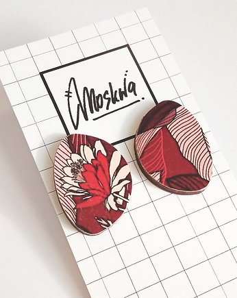 Kolczyki wkrętki bordowe, mojamoskwa