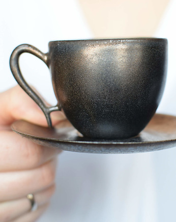 Filiżanka ceramiczna espresso Ciemne Złoto i Srebro, Ceramika Ciepliki