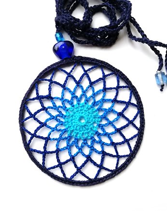 Nocne niebo - dzianinowy naszyjnik, mandala, Pathwork