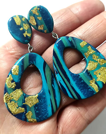 Duże Kolczyki Turkusowo Złote, OMIFIMO