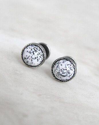 Kolczyki agat dendrytowy, srebro, Pastelove Jewelry