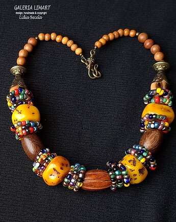Unikatowa kompozycja naszyjnika w stylu etno niezwykły prezent handmade, Galeria Limart