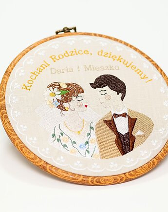Ślubna, indywidualna dedykacja, haft w oprawie vintage, Plasun