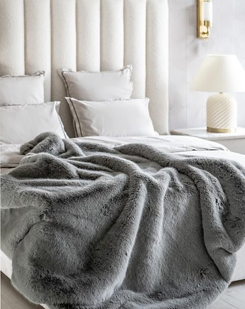 Luksusowy koc z futra ekologicznego szary, Milsen Design