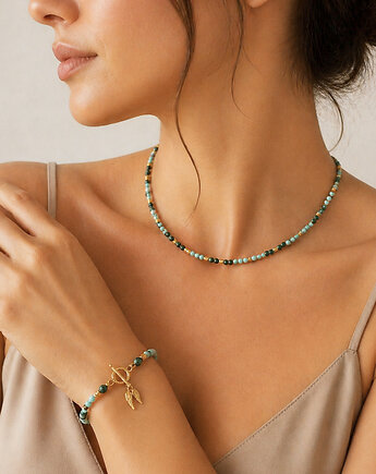 NIEBIAŃSKI Naszyjnik i bransoletka , naturalny turkus, komplet, Anemon Atelier