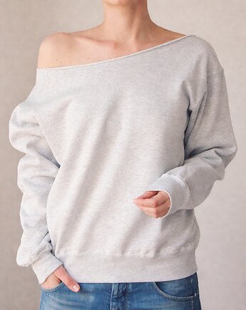 Szara bluza cięta ze ściągaczami, ONE MUG A DAY