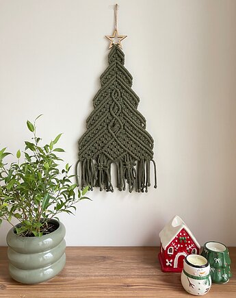 Choinka na ścianę makrama boho dekoracja, Passatempo handmade
