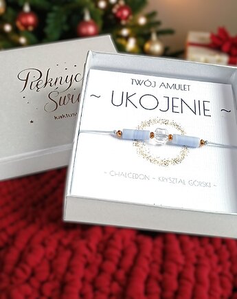 Amulet - UKOJENIE - świąteczne pudełko - CHALCEDON, KRYSZTAŁ GÓRSKI, kaktusia