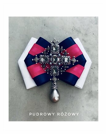 Brosza  z Ogromną ozdobą Glamour! Szara perła, Pudrowy Różowy