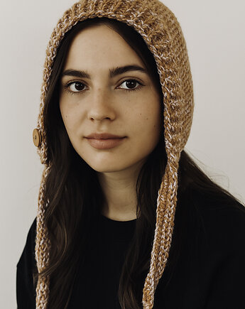 Balaclava kominiarka kaptur zamiast czapki z wełną merino i bawełną, splotomaniaa