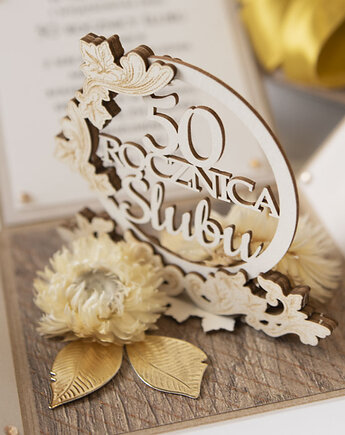 50 rocznica ślubu, złote gody, exploding box, kartka 3d, Papiernik