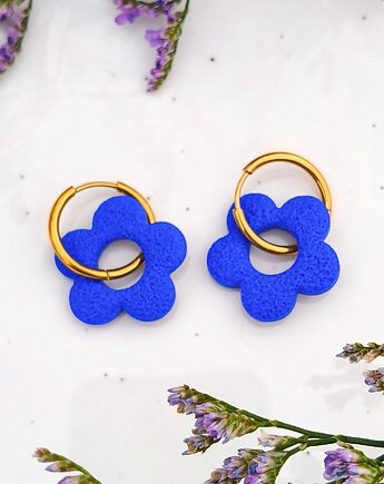 Kolczyki niebieski kwiatuszki, zestaw 2w1, prezent na walentynki, boho, Dary Rusałki