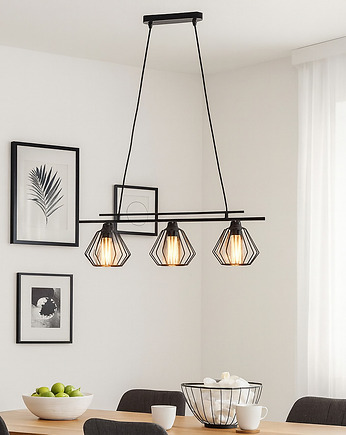 Druciana lampa wisząca 2-punktowa czarna regulowana TIJUANA LOFT, lampy loftowe LYSNE LOFT