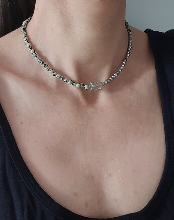 Naszyjnik choker ROOTS jaspis dalmatyński, prasiolit, hematyt, modesign