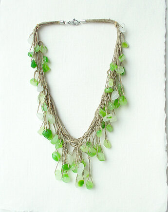 Wiosenna zieleń Naszyjnik lniany, galeria nuit