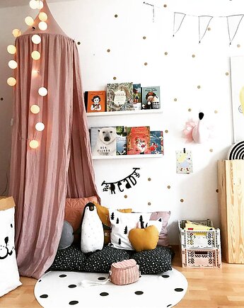 Lniany baldachim dla dziecka BRUDNY RÓŻ, wiszący namiot do pokoju dziecka, Nukko Design