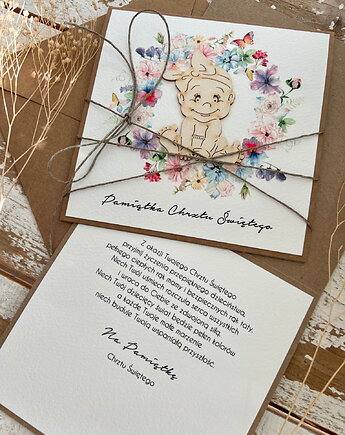 Wyjątkowa kartka ręcznie robiona na chrzest święty, sorte