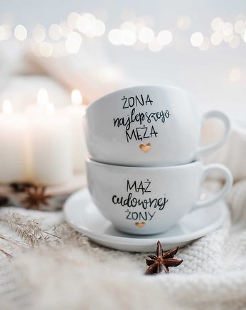 Zestaw filiżanek 250 ml - żona najlepszego męża, mąż cudownej żon, Nadzwyczajnie