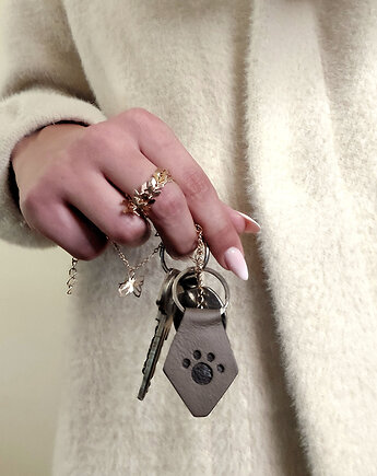 Skórzany brelok do kluczy z łapką O-Paws  - naturalna skóra handmade, QUKI