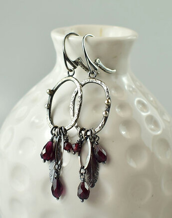 Imperfect - srebrne kolczyki z granatem, Sunflower Kornelia Kubinowska