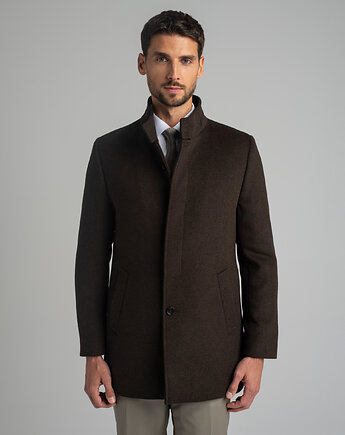 Męski płaszcz wełniany rivara brązowy, BORGIO